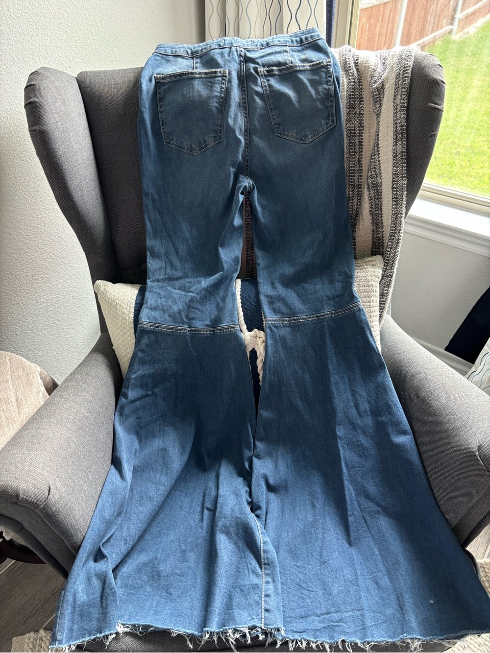 We The Free Blue Denim Wide Leg Flare Jeans